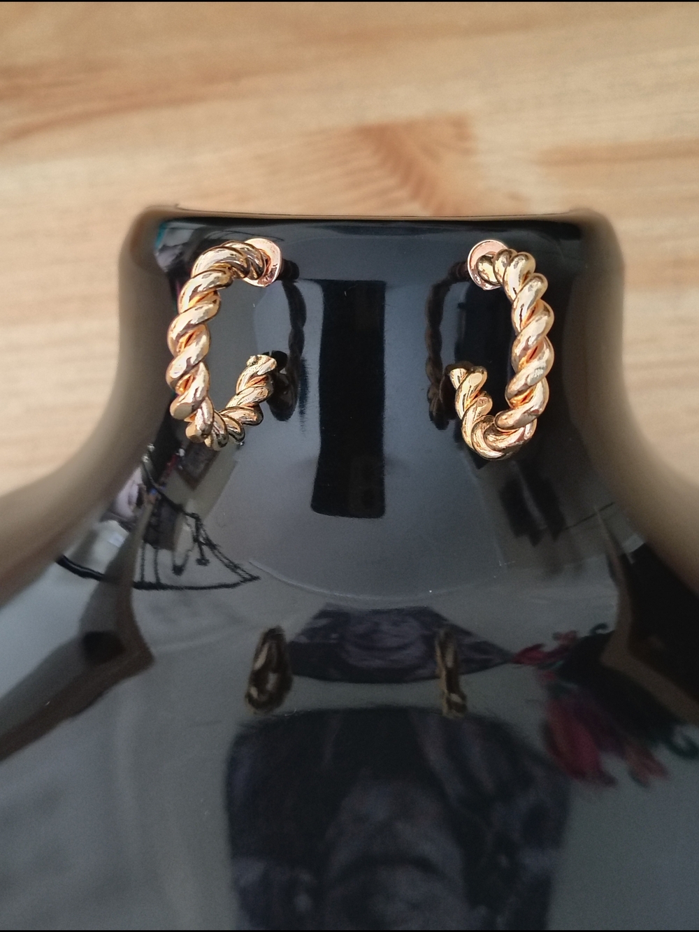 Gold Twisted Rope Hoop Earrings - Picture 1 of 3